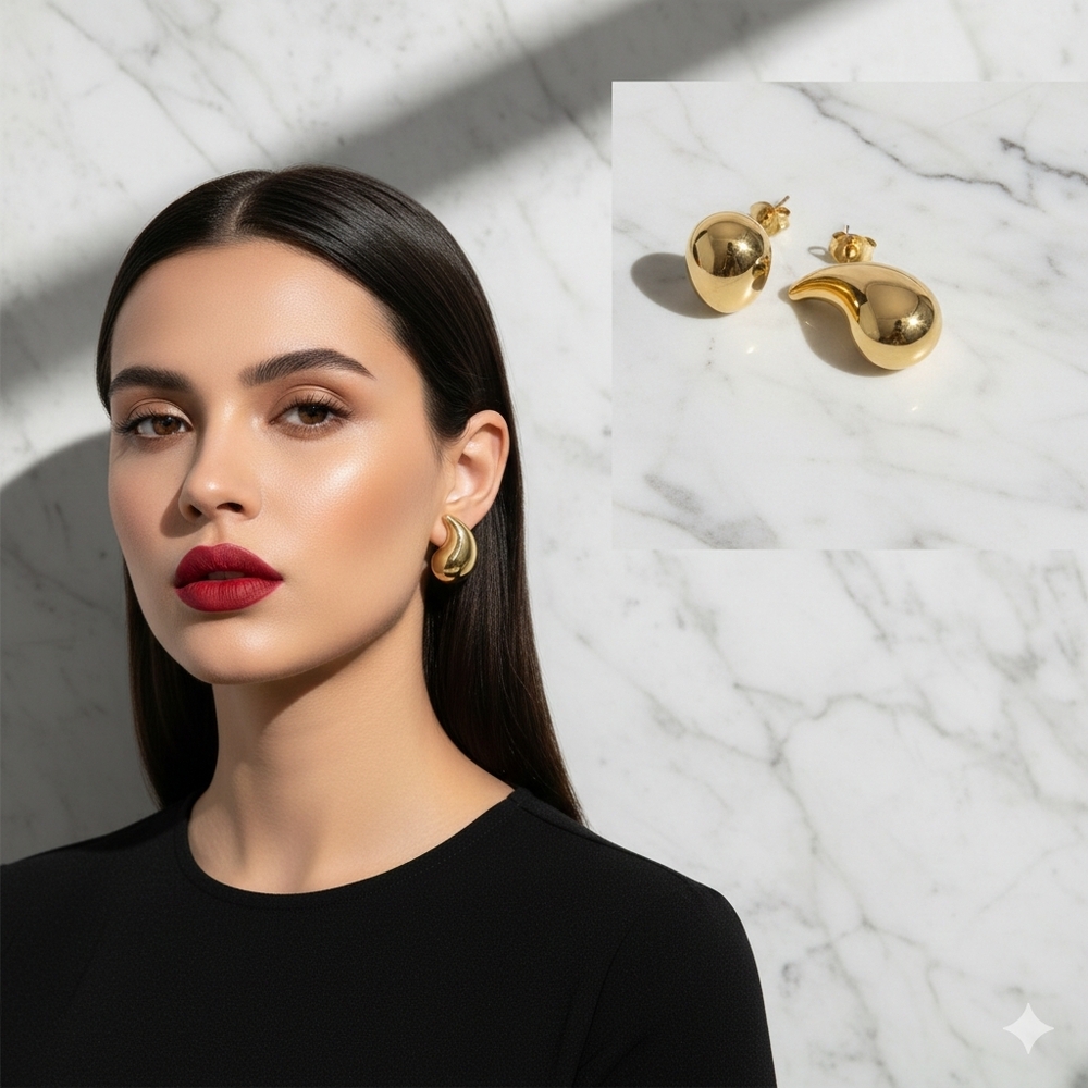 Gold Stainless Steel Hoop Earrings